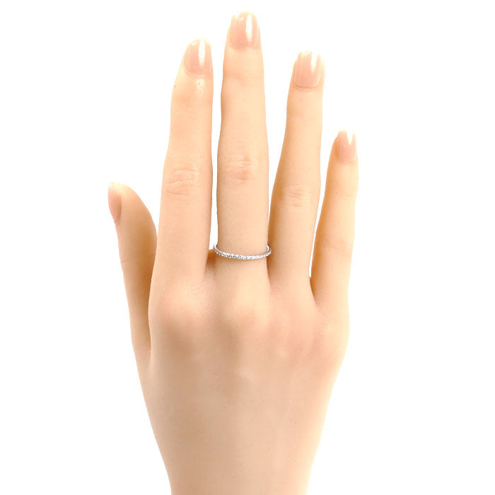 TIFFANY&Co. ティファニー K18WG ホワイトゴールド メトロ リング・指輪 ダイヤモンド 11号 1.1g レディース【中古】【美品】