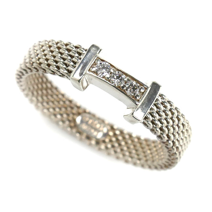 TIFFANY&Co. ティファニー シルバー925 サマセット 3Pダイヤ リング・指輪 ダイヤモンド 11号 2.3g レディース【中古】