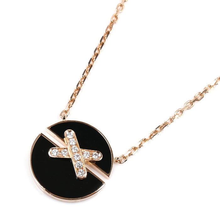 Chaumet ショーメ K18PG ピンクゴールド リアン ハーモニー SM ネックレス 084426 ダイヤモンド オニキス 4.7g 38/40/42cm レディース【中古】【美品】