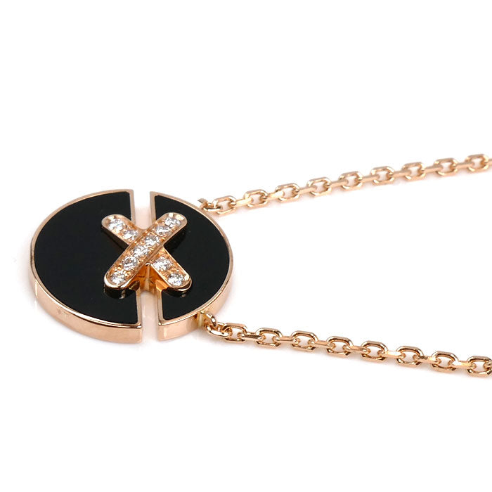 Chaumet ショーメ K18PG ピンクゴールド リアン ハーモニー SM ネックレス 084426 ダイヤモンド オニキス 4.7g 38/40/42cm レディース【中古】【美品】