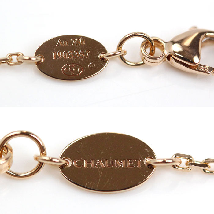 Chaumet ショーメ K18PG ピンクゴールド リアン ハーモニー SM ネックレス 084426 ダイヤモンド オニキス 4.7g 38/40/42cm レディース【中古】【美品】