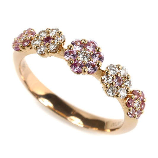 Ponte Vecchio ポンテヴェキオ K18PG ピンクゴールド フラワー モチーフ リング・指輪 JS0413R902P2PG ダイヤモンド0.20ct ピンクサファイア0.28ct 11号 3.3g レディース【中古】【美品】