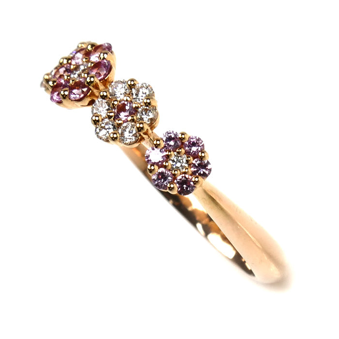 Ponte Vecchio ポンテヴェキオ K18PG ピンクゴールド フラワー モチーフ リング・指輪 JS0413R902P2PG ダイヤモンド0.20ct ピンクサファイア0.28ct 11号 3.3g レディース【中古】【美品】