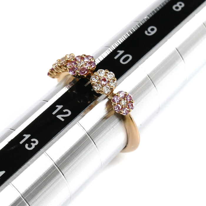 Ponte Vecchio ポンテヴェキオ K18PG ピンクゴールド フラワー モチーフ リング・指輪 JS0413R902P2PG ダイヤモンド0.20ct ピンクサファイア0.28ct 11号 3.3g レディース【中古】【美品】