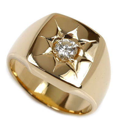 K18YG イエローゴールド 印台 ダイヤ リング・指輪 ダイヤモンド0.33ct 20号 19.2g メンズ【中古】【美品】