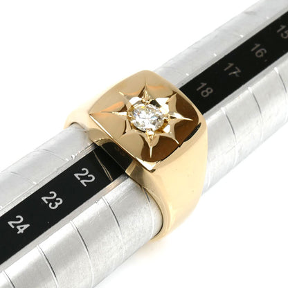 K18YG イエローゴールド 印台 ダイヤ リング・指輪 ダイヤモンド0.33ct 20号 19.2g メンズ【中古】【美品】
