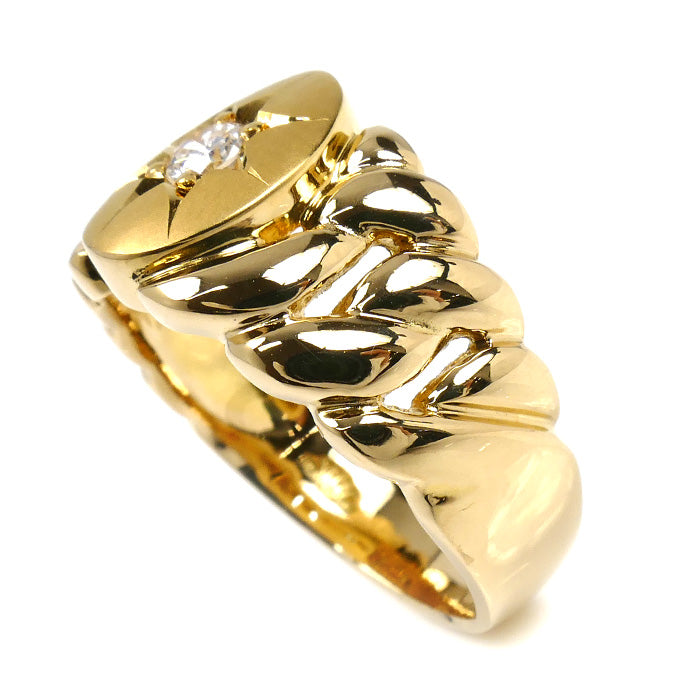 K18YG イエローゴールド ダイヤ リング・指輪 ダイヤモンド0.20ct 18号 12.5g メンズ【中古】【美品】