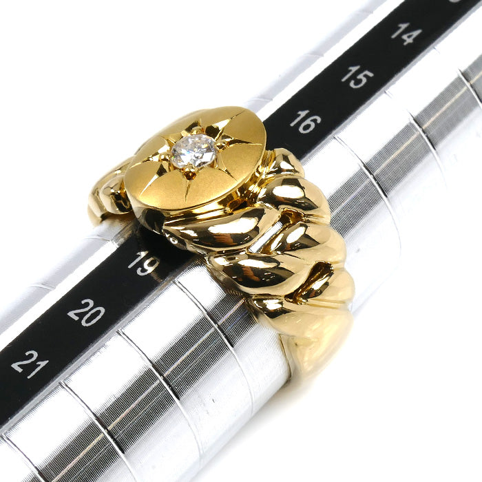 K18YG イエローゴールド ダイヤ リング・指輪 ダイヤモンド0.20ct 18号 12.5g メンズ【中古】【美品】