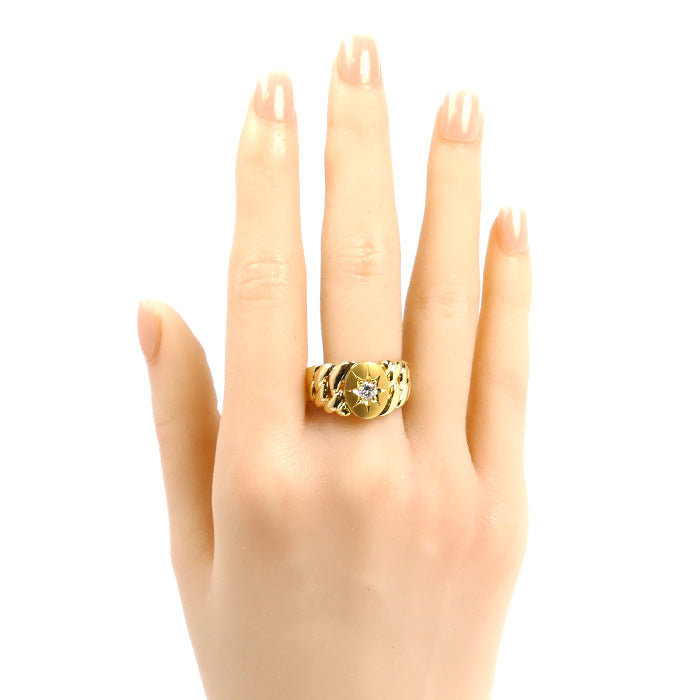 K18YG イエローゴールド ダイヤ リング・指輪 ダイヤモンド0.20ct 18号 12.5g メンズ【中古】【美品】