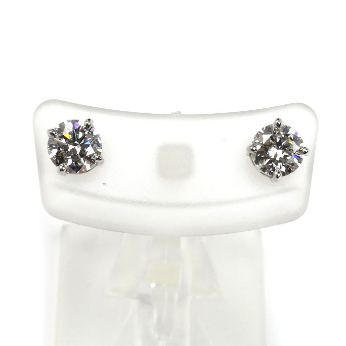 Pt900プラチナ 一粒ダイヤ ピアス ダイヤモンド0.447ct/0.434ct 1.5g レディース【中古】【美品】