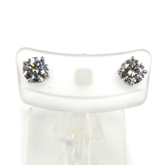 Pt900プラチナ 一粒ダイヤ ピアス ダイヤモンド0.447ct/0.434ct 1.5g レディース【中古】【美品】