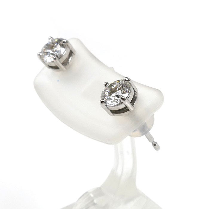 Pt900プラチナ 一粒ダイヤ ピアス ダイヤモンド0.447ct/0.434ct 1.5g レディース【中古】【美品】