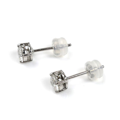 Pt900プラチナ 一粒ダイヤ ピアス ダイヤモンド0.447ct/0.434ct 1.5g レディース【中古】【美品】