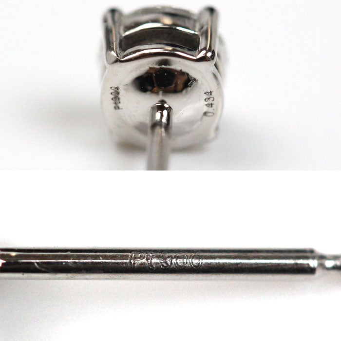 Pt900プラチナ 一粒ダイヤ ピアス ダイヤモンド0.447ct/0.434ct 1.5g レディース【中古】【美品】