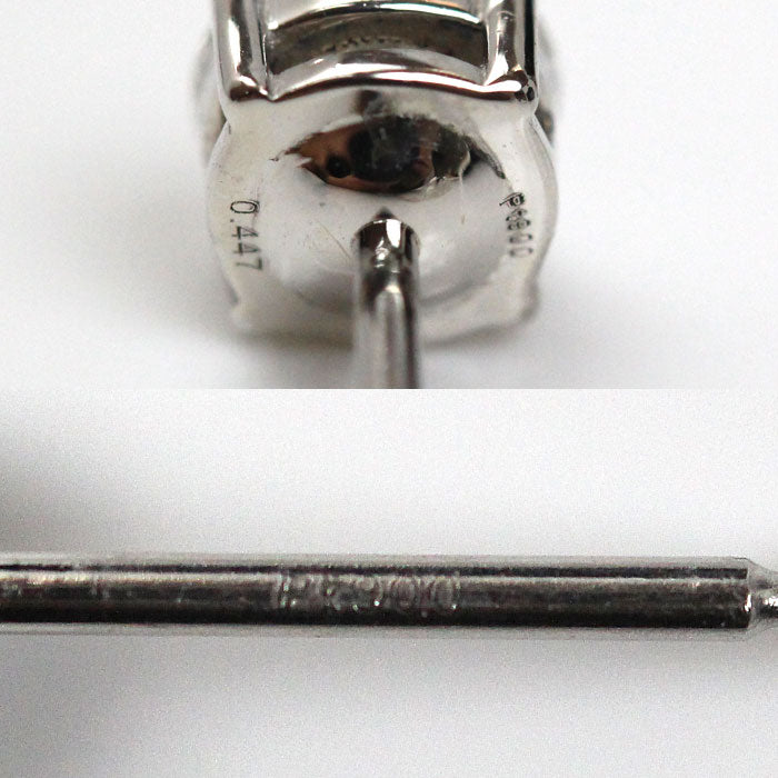Pt900プラチナ 一粒ダイヤ ピアス ダイヤモンド0.447ct/0.434ct 1.5g レディース【中古】【美品】