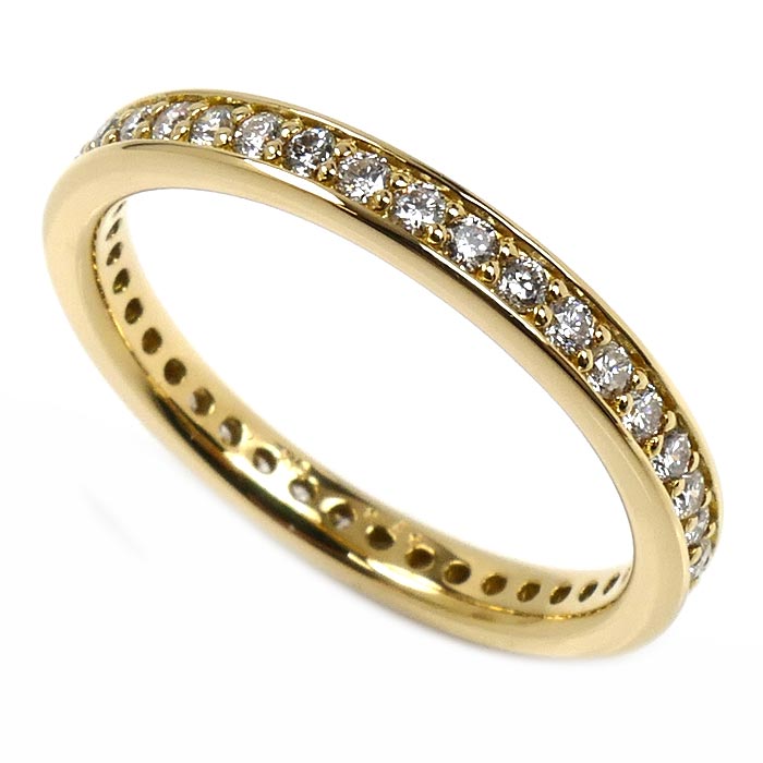 K18YG イエローゴールド フルエタニティ ダイヤ リング・指輪 ダイヤモンド0.50ct 15号 3.1g レディース【中古】【美品】