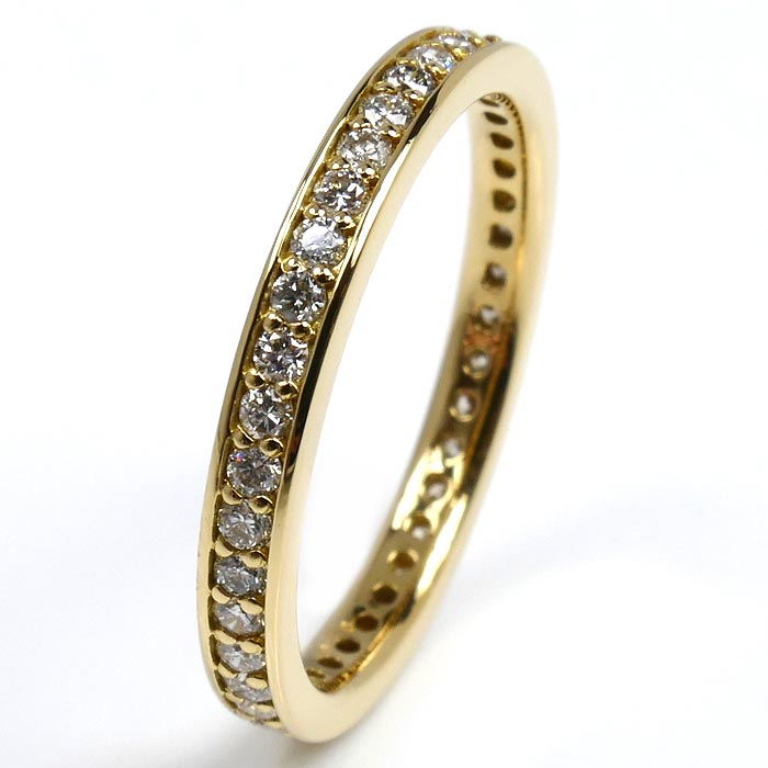 K18YG イエローゴールド フルエタニティ ダイヤ リング・指輪 ダイヤモンド0.50ct 15号 3.1g レディース【中古】【美品】