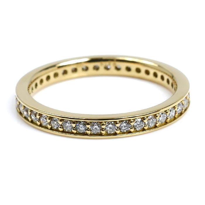 K18YG イエローゴールド フルエタニティ ダイヤ リング・指輪 ダイヤモンド0.50ct 15号 3.1g レディース【中古】【美品】