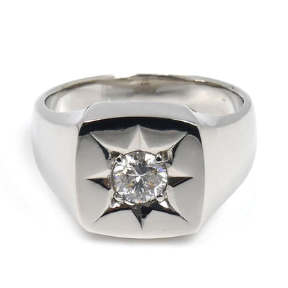 Pt900プラチナ 印台 ダイヤ リング・指輪 ダイヤモンド0.52ct 18号 22.7g メンズ【中古】【美品】