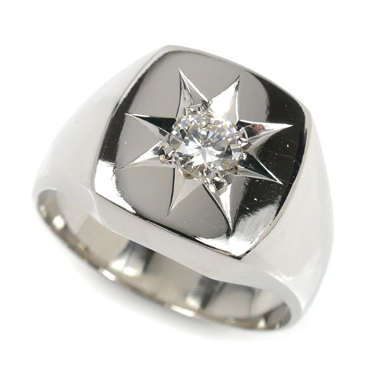 Pt850プラチナ 印台 ダイヤ リング・指輪 ダイヤモンド0.31ct 18号 18.3g メンズ【中古】【美品】