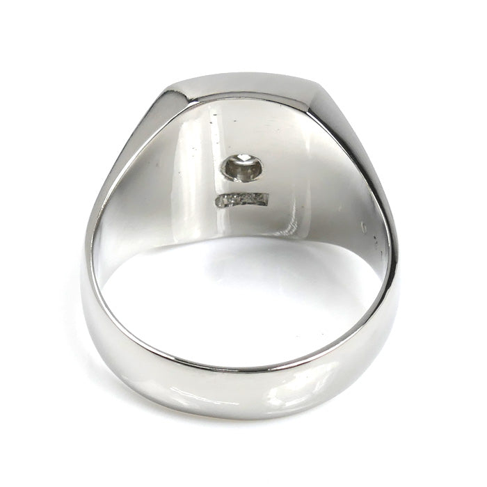 Pt850プラチナ 印台 ダイヤ リング・指輪 ダイヤモンド0.31ct 18号 18.3g メンズ【中古】【美品】