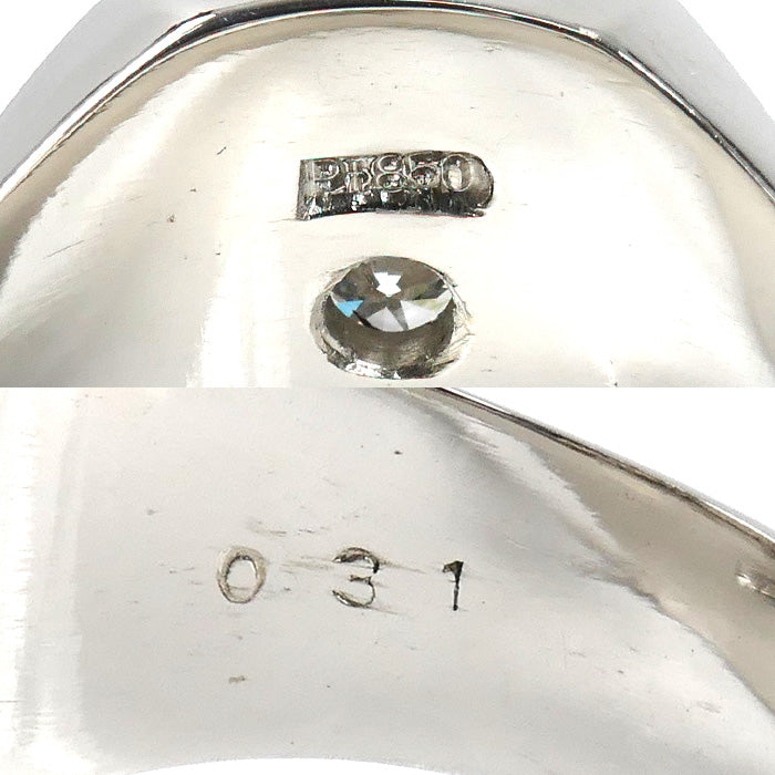 Pt850プラチナ 印台 ダイヤ リング・指輪 ダイヤモンド0.31ct 18号 18.3g メンズ【中古】【美品】