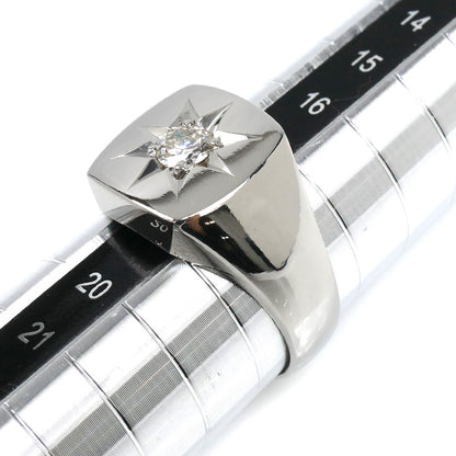 Pt850プラチナ 印台 ダイヤ リング・指輪 ダイヤモンド0.31ct 18号 18.3g メンズ【中古】【美品】