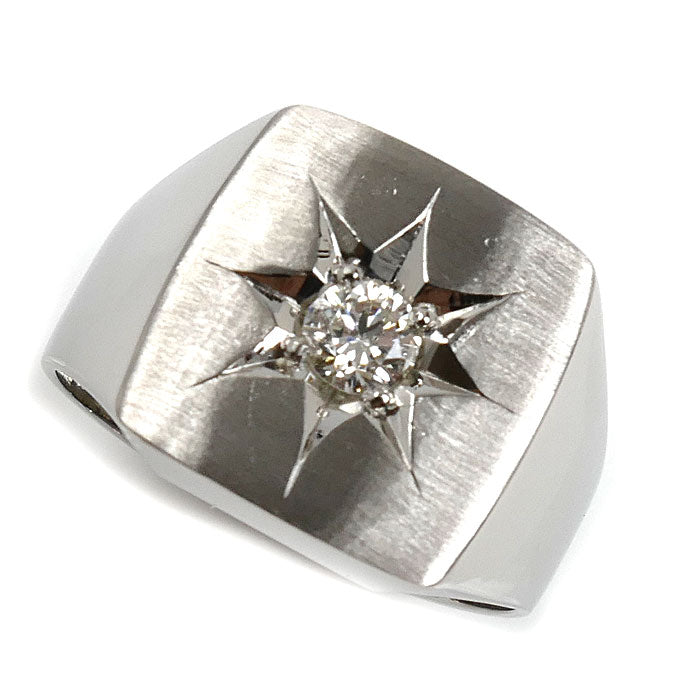 Pt900プラチナ 印台 リング・指輪 ダイヤモンド0.306ct 22号 21.6g メンズ【中古】【美品】