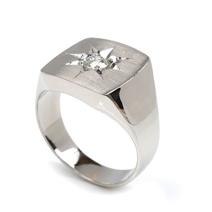 Pt900プラチナ 印台 リング・指輪 ダイヤモンド0.306ct 22号 21.6g メンズ【中古】【美品】