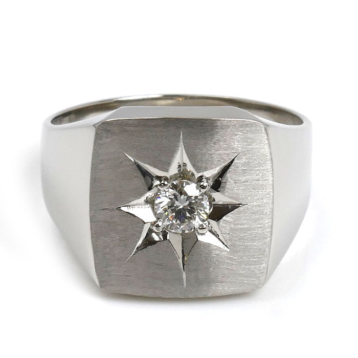 Pt900プラチナ 印台 リング・指輪 ダイヤモンド0.306ct 22号 21.6g メンズ【中古】【美品】