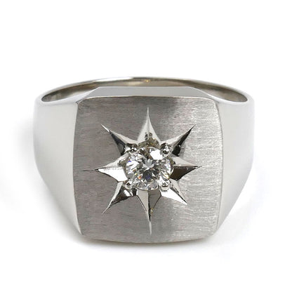 Pt900プラチナ 印台 リング・指輪 ダイヤモンド0.306ct 22号 21.6g メンズ【中古】【美品】