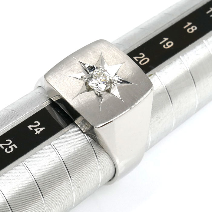 Pt900プラチナ 印台 リング・指輪 ダイヤモンド0.306ct 22号 21.6g メンズ【中古】【美品】