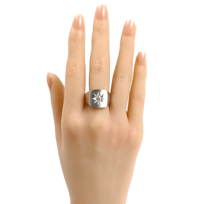 Pt900プラチナ 印台 リング・指輪 ダイヤモンド0.306ct 22号 21.6g メンズ【中古】【美品】