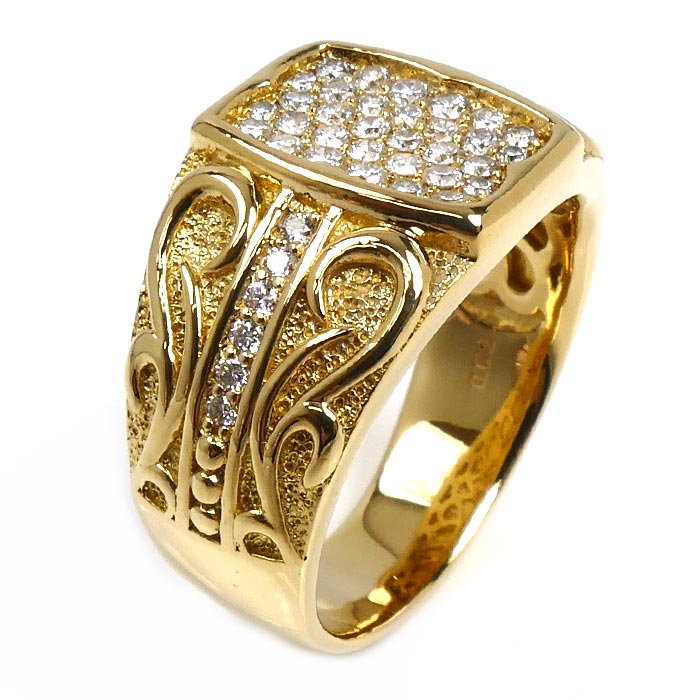 K18YG イエローゴールド ダイヤ リング・指輪 ダイヤモンド0.62ct 20号 14.0g メンズ【中古】【美品】