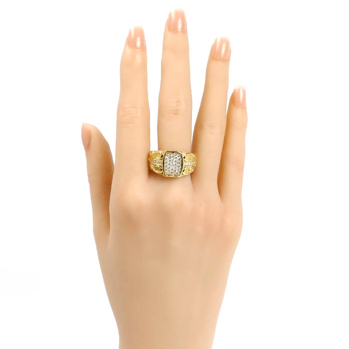 K18YG イエローゴールド ダイヤ リング・指輪 ダイヤモンド0.62ct 20号 14.0g メンズ【中古】【美品】