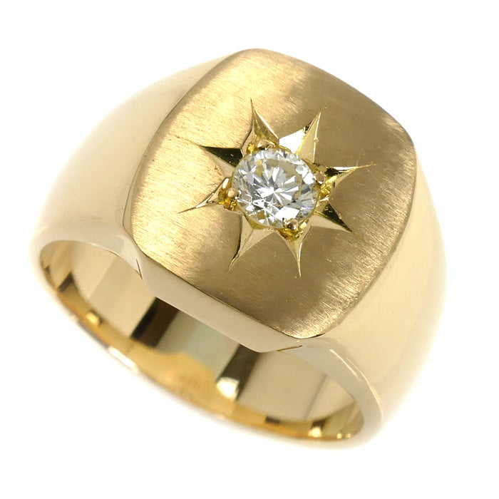 K18YG イエローゴールド 印台 ダイヤ リング・指輪 ダイヤモンド0.331ct 19号 18.7g メンズ【中古】