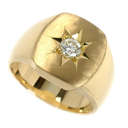 K18YG イエローゴールド 印台 ダイヤ リング・指輪 ダイヤモンド0.331ct 19号 18.7g メンズ【中古】