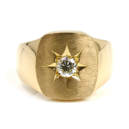 K18YG イエローゴールド 印台 ダイヤ リング・指輪 ダイヤモンド0.331ct 19号 18.7g メンズ【中古】