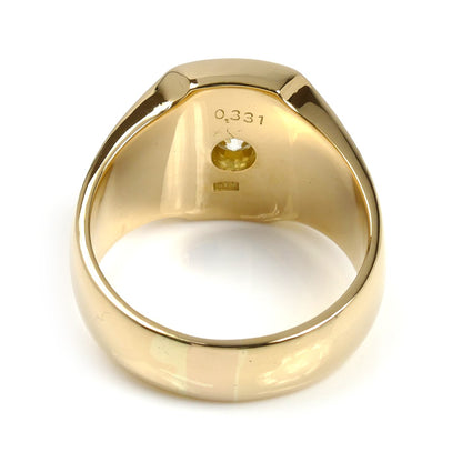 K18YG イエローゴールド 印台 ダイヤ リング・指輪 ダイヤモンド0.331ct 19号 18.7g メンズ【中古】