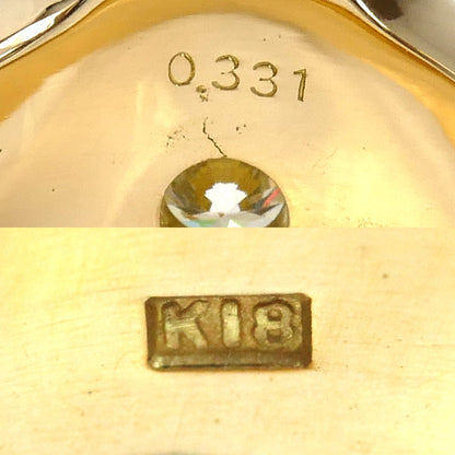 K18YG イエローゴールド 印台 ダイヤ リング・指輪 ダイヤモンド0.331ct 19号 18.7g メンズ【中古】
