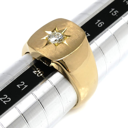K18YG イエローゴールド 印台 ダイヤ リング・指輪 ダイヤモンド0.331ct 19号 18.7g メンズ【中古】