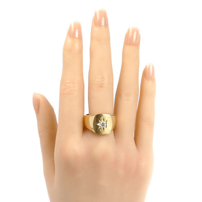 K18YG イエローゴールド 印台 ダイヤ リング・指輪 ダイヤモンド0.331ct 19号 18.7g メンズ【中古】