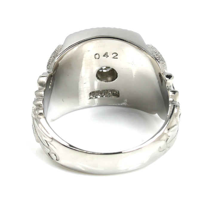 Pt900プラチナ 印台 ダイヤ リング・指輪 ダイヤモンド0.42ct 19号 27.6g メンズ【中古】【美品】