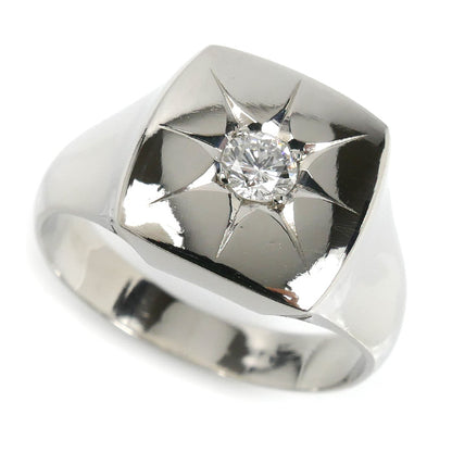 Pt850プラチナ 印台 ダイヤ リング・指輪 ダイヤモンド0.24ct 20.5号 14.7g メンズ【中古】【美品】