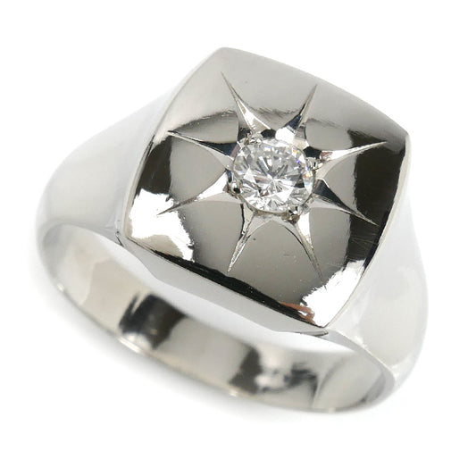 Pt850プラチナ 印台 ダイヤ リング・指輪 ダイヤモンド0.24ct 20.5号 14.7g メンズ【中古】【美品】