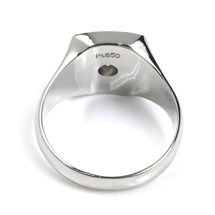 Pt850プラチナ 印台 ダイヤ リング・指輪 ダイヤモンド0.24ct 20.5号 14.7g メンズ【中古】【美品】