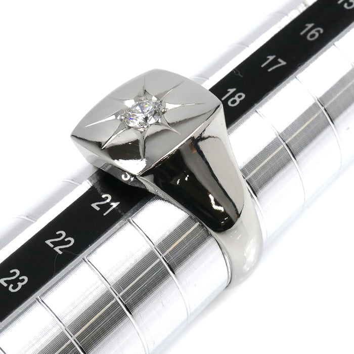 Pt850プラチナ 印台 ダイヤ リング・指輪 ダイヤモンド0.24ct 20.5号 14.7g メンズ【中古】【美品】