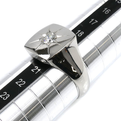 Pt850プラチナ 印台 ダイヤ リング・指輪 ダイヤモンド0.24ct 20.5号 14.7g メンズ【中古】【美品】