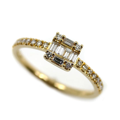 BELLESIORA K18YG イエローゴールド スクエア リング・指輪 ダイヤモンド0.24ct 9号 1.8g レディース【中古】