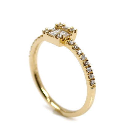 BELLESIORA K18YG イエローゴールド スクエア リング・指輪 ダイヤモンド0.24ct 9号 1.8g レディース【中古】